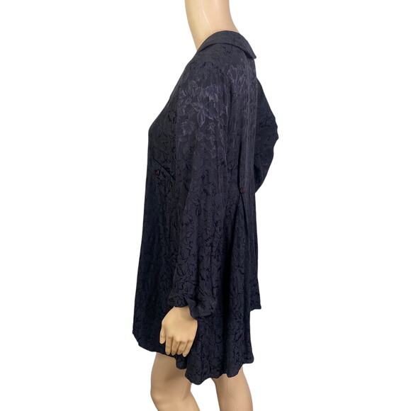 Vtg Studio 90 Black Brocade Jacquard Asymmetric Lagenlook Goth Blouse SZ S - Picture 5 of 12